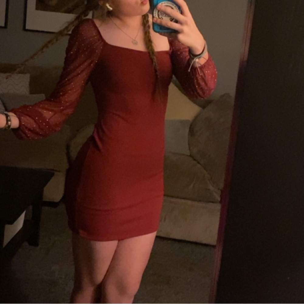 Red tight dress short